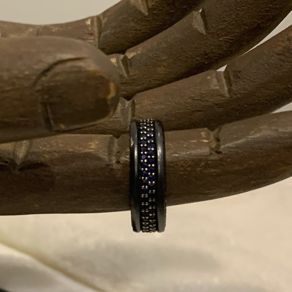 DAVID YURMAN BLACK TITANIUM BLUE SAPPHIRE DIAMONDS